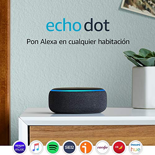 Echo Dot (3.ª generación) - Altavoz inteligente con Alexa, tela de color antracita