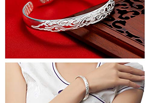 Ecloud Shop® Indumentaria Femenina en Flor de Plata esterlina Pulseras Brazalete Ecloud Shop® Indumentaria Femenina en Flor de Plata esterlina Pulseras Brazalete