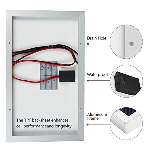 ECO-WORTHY Kit de sistema de panel solar de 10 vatios: 1 módulo solar de 10 W 12 V con controlador de carga de 3 A con cables de batería 12 voltios cargador de batería para RV Boat