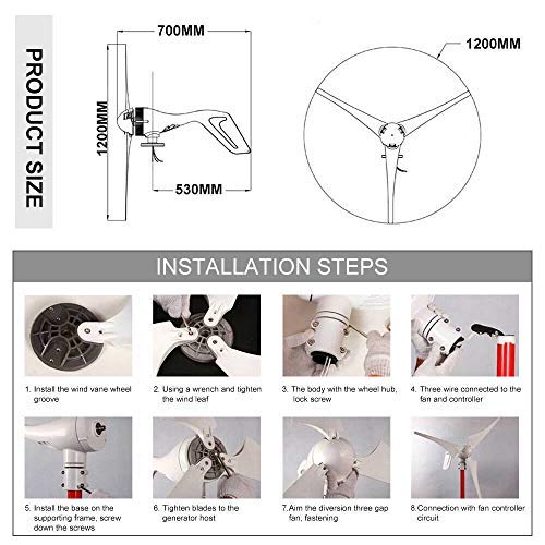 ECO-WORTHY Kit Solar de 12 voltios y 500 vatios: 12V / 24V 400W Wind Turbine + 12V 100W Panel Solar monocristalino + 24cm de Cable para Uso doméstico