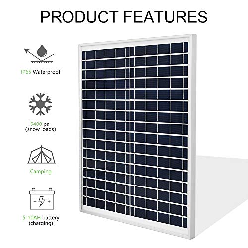 ECO-WORTHY - Módulo de panel solar policristalino de 25 W, 25 W, 12 V, carga de batería para caravana ECO-WORTHY - Módulo de panel solar policristalino de 25 W, 25 W, 12 V, carga de batería para caravana