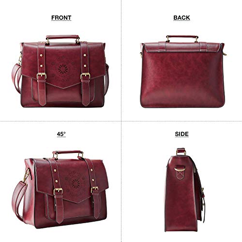ECOSUSI Bolso de Maletín de Cuero PU para Mujer Bolso de Hombro Bolso de Mensajero para Computadora Portátil Vintage para Mujer Bolso de Trabajo de 14.7 Pulgadas Rojo ECOSUSI Bolso de Maletín de Cuero PU para Mujer Bolso de Hombro Bolso de Mensajero para Computadora Portátil Vintage para Mujer Bolso de Trabajo de 14.7 Pulgadas Rojo