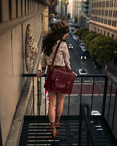 ECOSUSI Bolso de Maletín de Cuero PU para Mujer Bolso de Hombro Bolso de Mensajero para Computadora Portátil Vintage para Mujer Bolso de Trabajo de 14.7 Pulgadas Rojo ECOSUSI Bolso de Maletín de Cuero PU para Mujer Bolso de Hombro Bolso de Mensajero para Computadora Portátil Vintage para Mujer Bolso de Trabajo de 14.7 Pulgadas Rojo