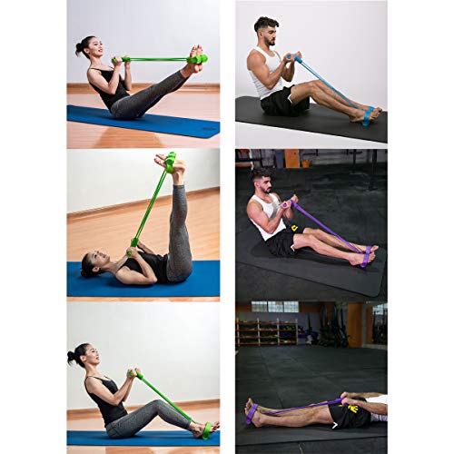 ECYC Banda De Resistencia con Manijas Pedal para Gimnasio Home Fitness Yoga Workout, Entrenamiento Bandas EláSticas para Brazo Cintura Pierna Prensa De MusculacióN Ejercicio, Rojo