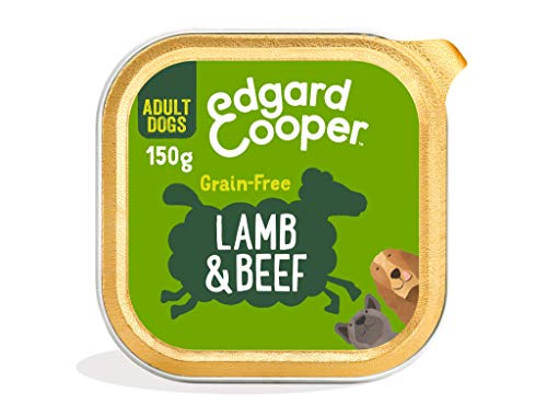 Edgard & Cooper Comida humeda Perros Adultos sin Cereales, Natural con Cordero y Ternera. Alimentación balanceada y Sana con proteinas y aminoácidos. Carne 100% Fresca en paté. Pack de 11x150gr