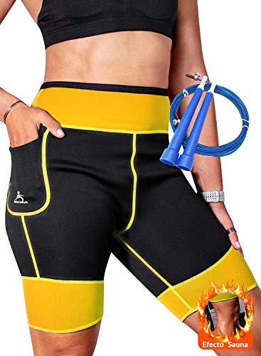 EDM - Pantalones para Adelgazar Mujer con Cuerda Saltar - Pantalones Sauna adelgazantes Mujer - Pantalon Reductor - Pantalones térmicos de Ejercicio - Pantalones Neopreno Cortos Mujer - Amarillo XL EDM - Pantalones para Adelgazar Mujer con Cuerda Saltar - Pantalones Sauna adelgazantes Mujer - Pantalon Reductor - Pantalones térmicos de Ejercicio - Pantalones Neopreno Cortos Mujer - Amarillo XL
