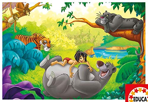 Educa- Disney Animal Friends: Rey Leon y El Libro de la Selva 2 Puzzles infantiles de madera ecológica de 50 piezas, a partir de 4 años (13144)