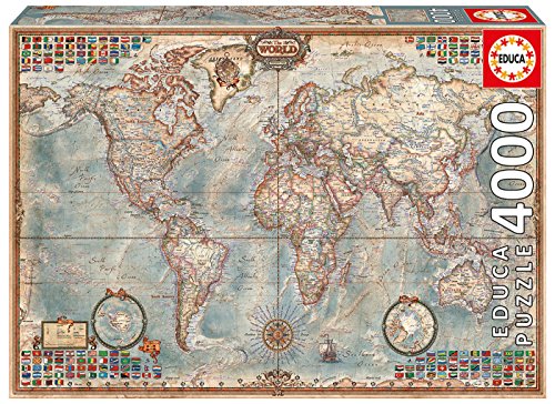 Educa-El Mundo, Mapa Político Puzle, 4 000 Piezas, Multicolor (14827)
