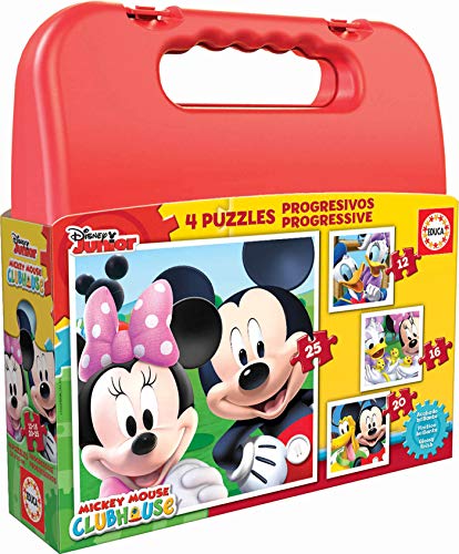 Educa Mickey Mouse Maleta con Puzzles Progresivos, multicolor (16505)