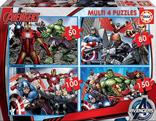 Educa - Multi 4 Puzzles Junior, puzzle infantil Avengers de 50,80,100 y 150 piezas, a partir de 5 aƱos (16331) Educa - Multi 4 Puzzles Junior, puzzle infantil Avengers de 50,80,100 y 150 piezas, a partir de 5 aƱos (16331)