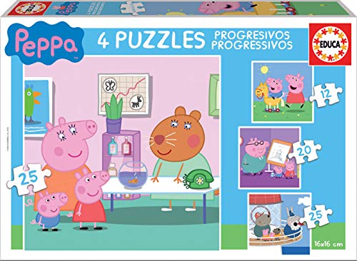 Educa- Peppa Pig Conjunto de Puzzles Progresivos, Multicolor, unica (16817)