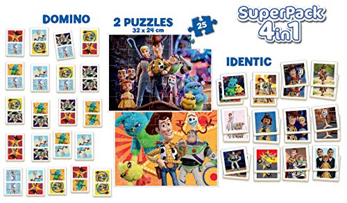 Educa- Superpack Toy Story 4 Pack de Domino, Identic y 2 Puzzles, Juego de Mesa, Multicolor (18348)