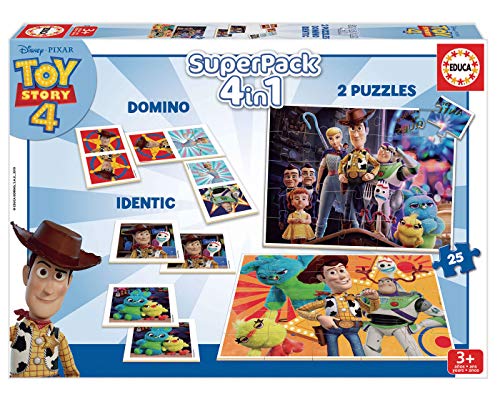 Educa- Superpack Toy Story 4 Pack de Domino, Identic y 2 Puzzles, Juego de Mesa, Multicolor (18348)