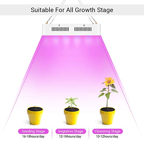 EECOO 1200W LED Cultivo Interior, Plantas Led Grow Light 120LED, Lámpara de Plantas Espectro Completo Ligero Lampara con IR Rojo Azul, Lampara de Cultivo para Jardín de Interior Greenhouse Hydroponics