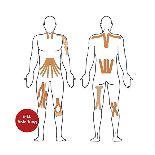 Efectos Manufaktur® [25 cm x 5 cm] Cinta de kinesioterapia precortada en muchos colores I PreCut Tape resistente al agua & elástica I Extra Fuerte Kinesiología Tape