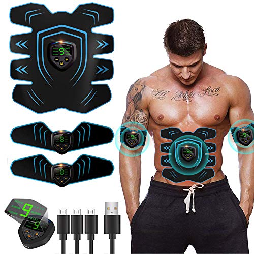 EGEYI Electroestimulador Muscular Abdominales Cinturón,Masajeador Eléctrico Cinturón con USB,Entrenador Inalámbrico Portátil de 6 Modos de Simulación,10 Niveles Diferentes para Abdomen/Cintura