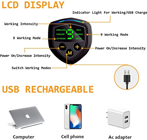 EGEYI Electroestimulador Muscular Abdominales Cinturón,Masajeador Eléctrico Cinturón con USB,Entrenador Inalámbrico Portátil de 6 Modos de Simulación,10 Niveles Diferentes para Abdomen/Cintura