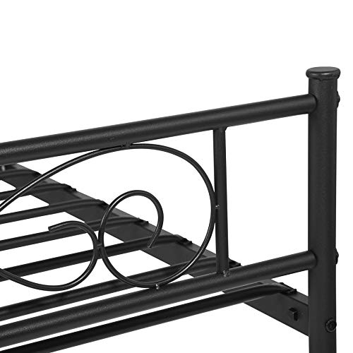 EGOONM Marco de Cama de Metal- Estructura de Cama de Metal con patrón, con Almacenamiento Grande y para Adultos, Negro (90 X 190)