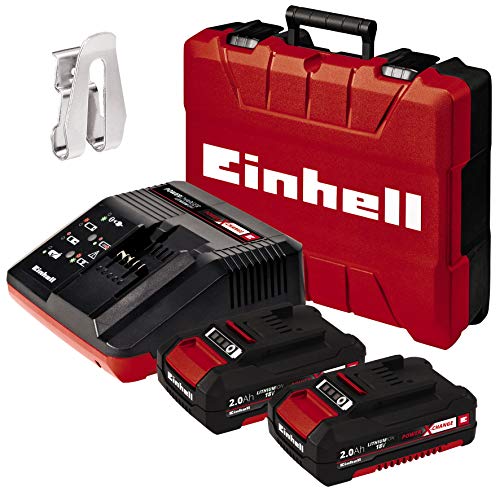 Einhell TE-CD 18 Li-i BL Power-X-Change - Taladro percutor inalámbrico 18V con 2 baterías (2Ah), cargador y maletín, sin escobillas, 2 velocidades, 60 Nm, luz LED