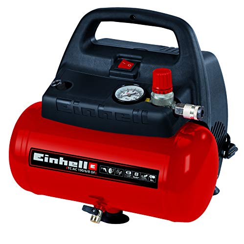Einhell TH-AC 190/6 OF - Compresor de aire, 8 bar, depósito 6 l, aspiración 185 l /min, 1100 W, 230 V, color rojo y negro Einhell TH-AC 190/6 OF - Compresor de aire, 8 bar, depósito 6 l, aspiración 185 l /min, 1100 W, 230 V, color rojo y negro