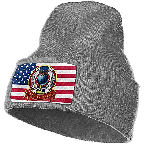 Ejercicio Cobra Insignia Dorada Hombres y Mujeres Cálido Invierno Tejido Liso Gorro Sombrero Calavera Gorro de Punto acrílico Puño Sombrero