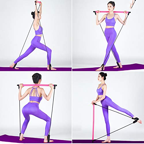 Ejercicio Resistencia Banda Yoga Pilates Bar Equipo Portátil Pilates Palo Músculo Viraje Bar Casa Gimnasio Pilates con Pie Lazo para Total Cuerpo Rutina de Ejercicio,C