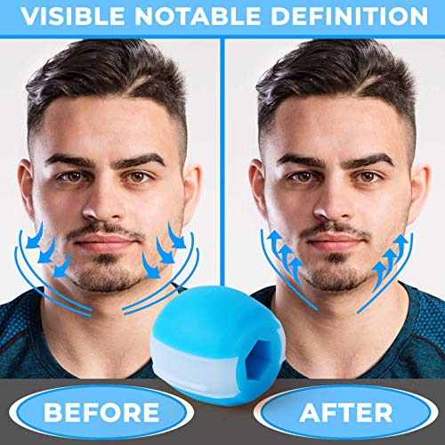 Ejercitor de mandíbulas, ejercicio de doble barbilla para hombres y mujeres, bola de fitness de la mandíbula Ejercicios de músculos faciales y cuello, tóner facial, blue