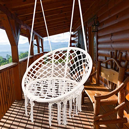 Ejoyous Silla Colgante, Silla Colgante Trenzada con Flecos, cómoda Mecedora de Cuerda Colgante, Silla Colgante Robusta para Interiores, Exteriores, jardín - Beige Ejoyous Silla Colgante, Silla Colgante Trenzada con Flecos, cómoda Mecedora de Cuerda Colgante, Silla Colgante Robusta para Interiores, Exteriores, jardín - Beige