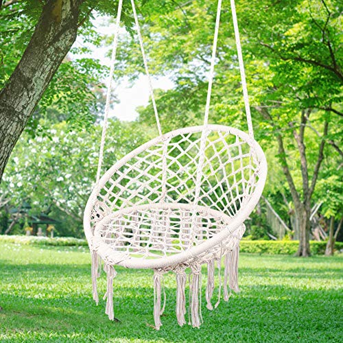 Ejoyous Silla Colgante, Silla Colgante Trenzada con Flecos, cómoda Mecedora de Cuerda Colgante, Silla Colgante Robusta para Interiores, Exteriores, jardín - Beige Ejoyous Silla Colgante, Silla Colgante Trenzada con Flecos, cómoda Mecedora de Cuerda Colgante, Silla Colgante Robusta para Interiores, Exteriores, jardín - Beige