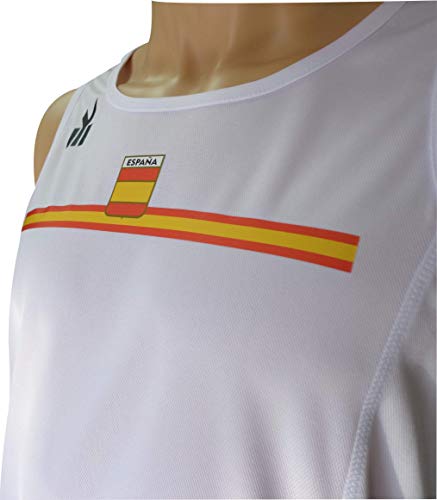 EKEKO SPORT Camiseta ESPAÑA Tirantes, para Running Color Blanco (M)