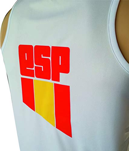 EKEKO SPORT Camiseta ESPAÑA Tirantes, para Running Color Blanco (S)