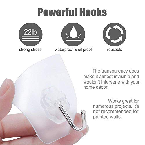 EKKONG 24 Piezas Ganchos Adhesivos, Adhesivo Fuerte uñas Libre Reutilizable Transparente Resistente Gancho Puerta Gancho Colgador de Techo, Resistente al Agua de baño y Cocina oilproof(8 kg MAX) EKKONG 24 Piezas Ganchos Adhesivos, Adhesivo Fuerte uñas Libre Reutilizable Transparente Resistente Gancho Puerta Gancho Colgador de Techo, Resistente al Agua de baño y Cocina oilproof(8 kg MAX)