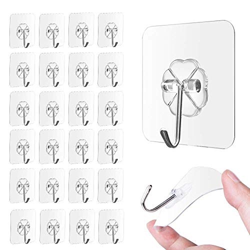 EKKONG 24 Piezas Ganchos Adhesivos, Adhesivo Fuerte uñas Libre Reutilizable Transparente Resistente Gancho Puerta Gancho Colgador de Techo, Resistente al Agua de baño y Cocina oilproof(8 kg MAX) EKKONG 24 Piezas Ganchos Adhesivos, Adhesivo Fuerte uñas Libre Reutilizable Transparente Resistente Gancho Puerta Gancho Colgador de Techo, Resistente al Agua de baño y Cocina oilproof(8 kg MAX)