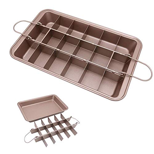 EKKONG Moldes para Brownies, Molde para Tartas con separadores de 18 bandejas, Molde Pastel Pan Hornear Molde Herramienta para hornear Cocina Herramienta de la torta Accesorios de cocina