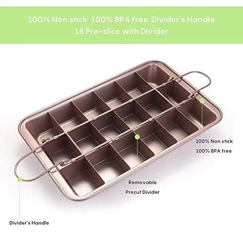 EKKONG Moldes para Brownies, Molde para Tartas con separadores de 18 bandejas, Molde Pastel Pan Hornear Molde Herramienta para hornear Cocina Herramienta de la torta Accesorios de cocina