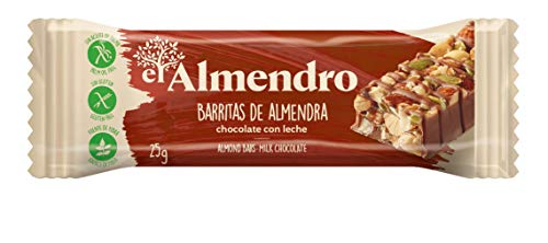 El Almendro - Barritas de Almendra y Chocolate con Leche - 4x25 gr - Sin Gluten - Sin Aceite de Palma - Alto Contenido en Fibra