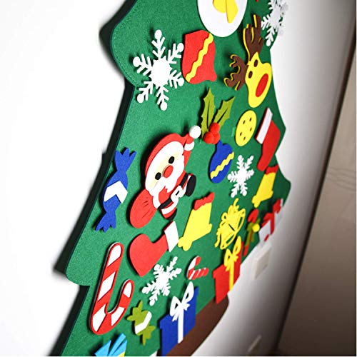 El árbol de Navidad del Fieltro de los 3.3FT DIY fijó + los Ornamentos Desmontables 30pcs, Regalos Colgantes de Navidad de la Pared para Las Decoraciones de la Navidad（Con cadena de luz LED）