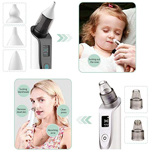 El Aspirador Nasal Del Bebé & Instrumento de belleza del desplazador de espinilla adulto, Eléctrico De La Nariz Usb Higiénico Seguro Ligero Funciona El Lechón De Los Mocos Para Los Recién Los Niños