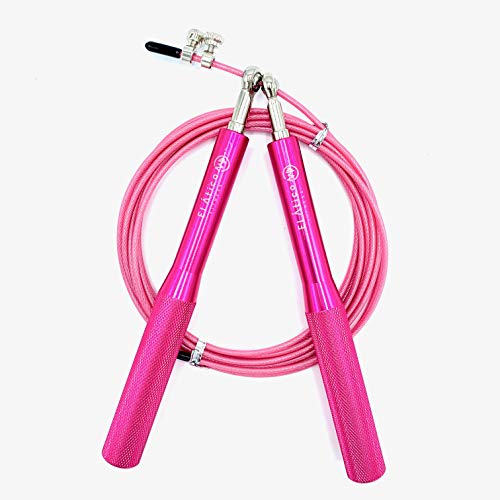 El Ático Fitness Cuerda para Saltar. Comba Crossfit con Rotación. Cuerda de Saltar con Cable de Acero de 3 Metros. Comba para Saltar de Aluminio Ajustable. Cuerda Boxeo o Fitness. Color Rosa.