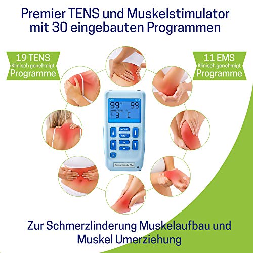 El dispositivo TENS combinado con estimulador muscular Premier Plus es fácil de recargar con dos canales y dispone de 30 programas preestablecidos para aliviar el dolor y regenerar los músculos. El dispositivo TENS combinado con estimulador muscular Premier Plus es fácil de recargar con dos canales y dispone de 30 programas preestablecidos para aliviar el dolor y regenerar los músculos.