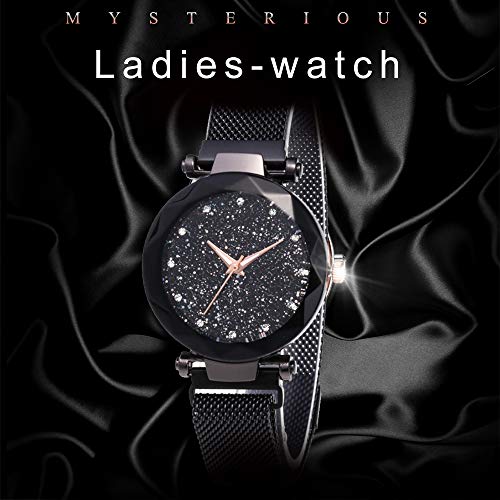 El más Nuevo Reloj Starry Sky a Prueba de Agua, Correa magnética con Hebilla, Reloj de Acero Inoxidable para Mujeres niñas (Black) El más Nuevo Reloj Starry Sky a Prueba de Agua, Correa magnética con Hebilla, Reloj de Acero Inoxidable para Mujeres niñas (Black)