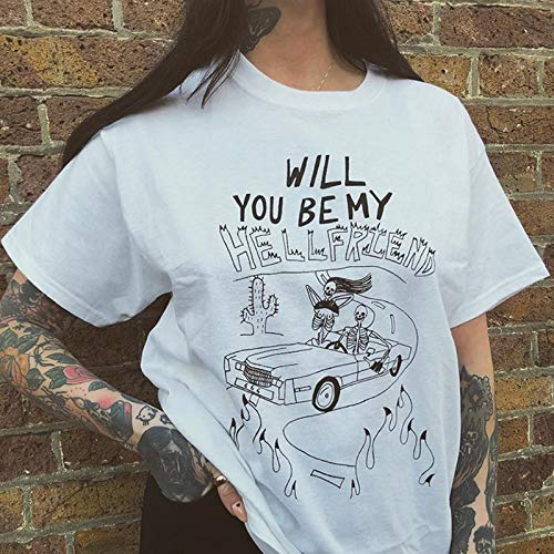 El nuevo 2019 de verano en modelos de explosión del comercio exterior de Europa y América del AliExpress impreso alrededor del cuello de camisa de manga corta camiseta de las mujeres de una generación