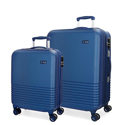 El Potro Ride Juego de maletas Azul 55/70 cms Rígida ABS Cierre combinación 114L 4 ruedas dobles Equipaje de Mano