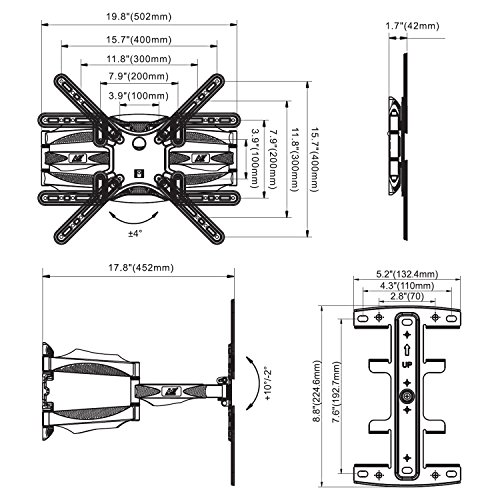 El soporte giratorio de alta calidad para pantallas y televisores de LCD, LED, Plasma 81-140 cm (32" - 60") y hasta 36,4 kg, ISO TUV GS - P5