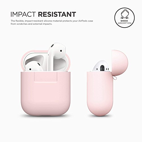 elago Funda Silicona Compatible con Apple AirPods 1 & 2 (LED Frontal Visible) - Soporta Carga inalámbrica, Extra Protección (Lovely Rosa)