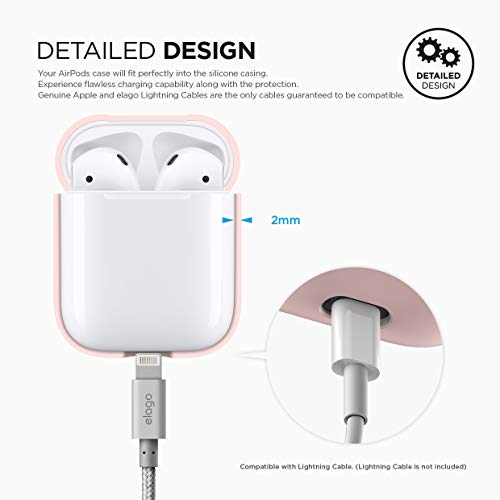 elago Funda Silicona Compatible con Apple AirPods 1 & 2 (LED Frontal Visible) - Soporta Carga inalámbrica, Extra Protección (Lovely Rosa)