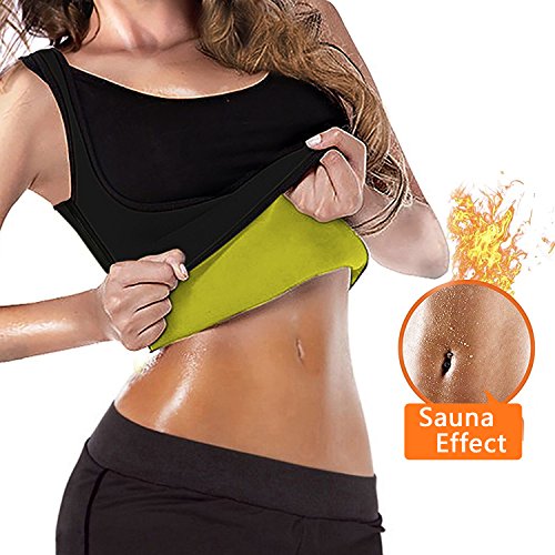 ELAIMEI Mujeres Sudor Caliente Body Shaper Tank Thermo Yoga Sauna Chaleco de Neopreno Quemador de Grasa Que Adelgaza la Cintura Shaper Trainer Cincher (S=32-34, Women)