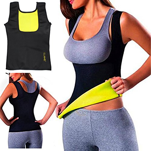 ELAIMEI Mujeres Sudor Caliente Body Shaper Tank Thermo Yoga Sauna Chaleco de Neopreno Quemador de Grasa Que Adelgaza la Cintura Shaper Trainer Cincher (S=32-34, Women)