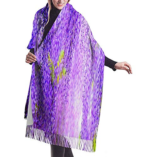 Elaine-Shop Abrigo de mantón de pashmina para mujer, glicina púrpura, manta cálida de invierno, bufanda, poncho largo