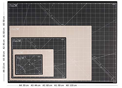 Elan Base de Corte A2 Negro y Marrón, Alfombrilla de Corte para Patchwork, Base de Corte Autocicatrizante, Tabla de Corte Costura, Alfombrilla Corte Autorregenerable, Alfombra de Corte 60cm x 45cm